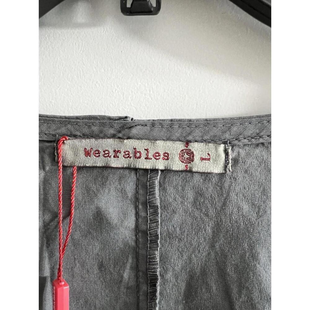 XCVI Wearables Gray Ruched Zip Front Dress NWT Stretchy Artsy Modern Sz L Grunge - Picture 6 of 9